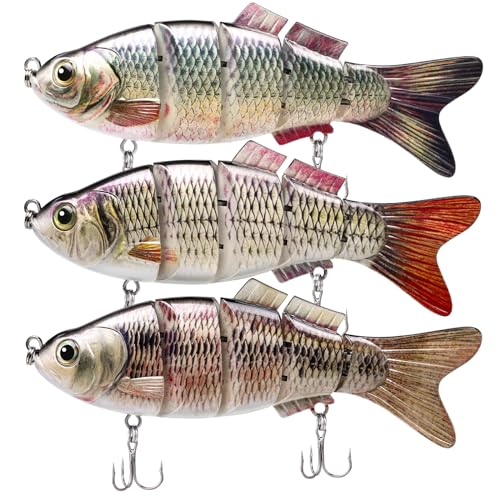 TRUSCEND Swimmax Easy Catch Fishing Lures with BKK Hooks, Wiggling, Vibrating, Rattling and Gurgling for More Bite, Heavy-Duty Dyneema Fiber Jointed Swimbaits for Bass, Trout, Walleye, Crappie, Pike - color: D4-6.8"-2.55oz