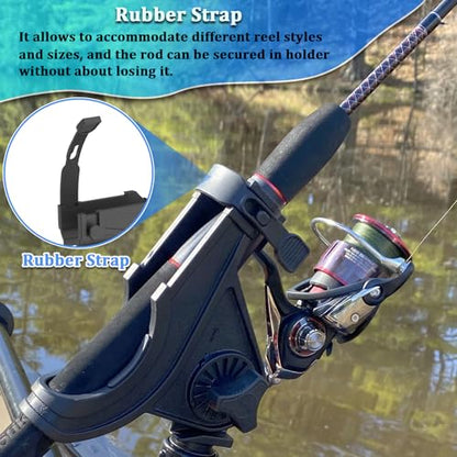 Huntury Track Mount Fishing Rod Holder with 360° Adjustable Kayak Track Adapter for Kayak & Boat | Compatible with Spinning, Casting | Quick Lock On or Release, Kayak Fishing Accessories - color: Rod Holder - 1 Pack