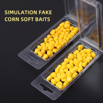 100-Piece Boxed Soft Corn Lure, Floating Corn Fake Soft Bait, Silicone Artificial Bait, Ideal for carp Fishing and Outdoor Wild Angling.