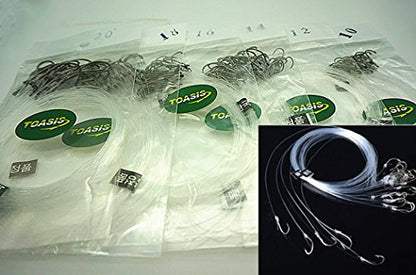 Toasis Fishing Snells Pre Tied Fishing Hooks Pack of 160pcs Assorted Sizes