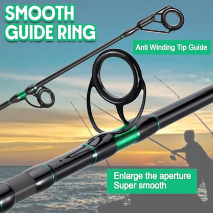 Sougayilang Surf Spinning Fishing Rod Carbon Travel Surf Rod M/MH 3 Piece Spinning Fishing Rod 9'/10'/11'/12' - color: green, size: 12ft-Spinning-3Pc-H