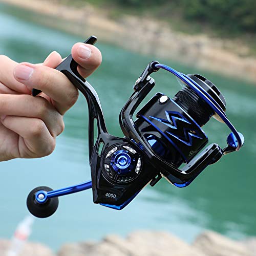 Sougayilang Spinning Reel – Ultra-Lightweight 6.2:1 High Speed, 17LB Max Drag, 12+1 Shielded Bearings, Metal Frame, Corrosion-Resistant for Freshwater and Saltwater Bass Redfish Inshore Fishing - size: 3000