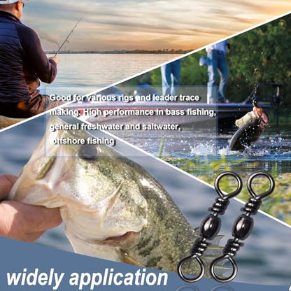 Fishing Barrel Swivels, 250pcs Fishing Swivels for Salwater Freshwater, High Strength Fishing Tackle Leader Line Lure Connector