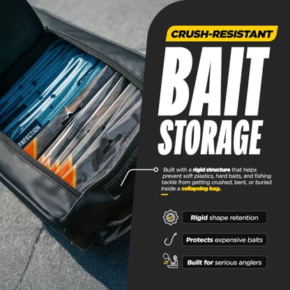 Beyond Fishing Bait Commander Bait Bag - Crush-Resistant Soft Plastic Bait Storage with Removable Dividers - Soft Bait Organizer for Bass, Saltwater and Freshwater - Water-Resistant Tackle Bag