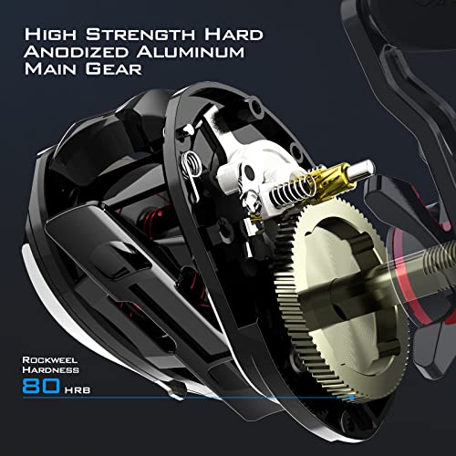 KastKing MegaJaws Elite Baitcasting Fishing Reel, New AutoMag Dual Braking System, Only 6.7oz, 17.64 LBs Carbon Fiber Drag, 11+1 Shielded BB, High Speed 5.4:1 to 9.1:1 Gear Ratios - size: Right - 7.2:1, style: Megajaws