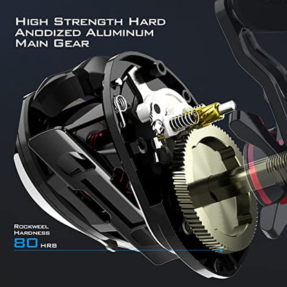 KastKing MegaJaws Elite Baitcasting Fishing Reel, New AutoMag Dual Braking System, Only 6.7oz, 17.64 LBs Carbon Fiber Drag, 11+1 Shielded BB, High Speed 5.4:1 to 9.1:1 Gear Ratios - size: Right - 7.2:1, style: Megajaws