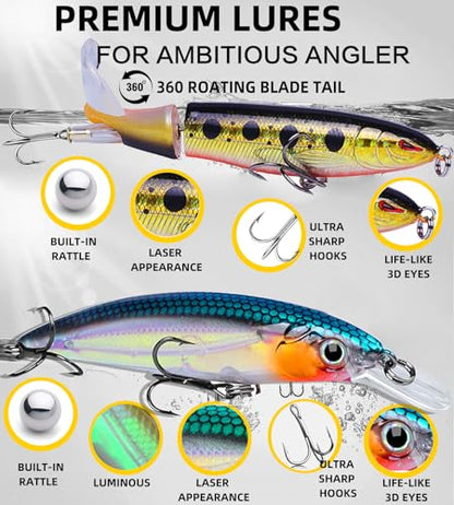6PCS Fishing Lures for Freshwater or Saltwater,Topwater Fishing Lures, Multi Jointed Swimbaits, Amazing Fishing Gear Gifts for Family Fishing, Lifelike Slow Sinking Swimming