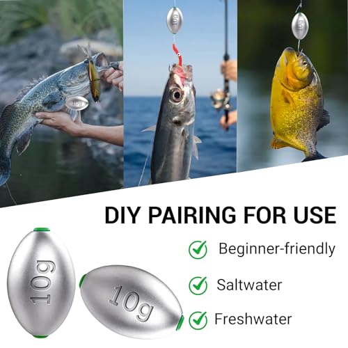 Fishing Egg Lead Sinkers Kit, 20pcs/25pcs Oval Shot Drop Weights Sinker for Bass Carp Catfish Saltwater Freshwater Casting Bottom Fishing Tackle (0.35oz/0.53oz/0.7/1oz) - color: 3/8oz-25pcs