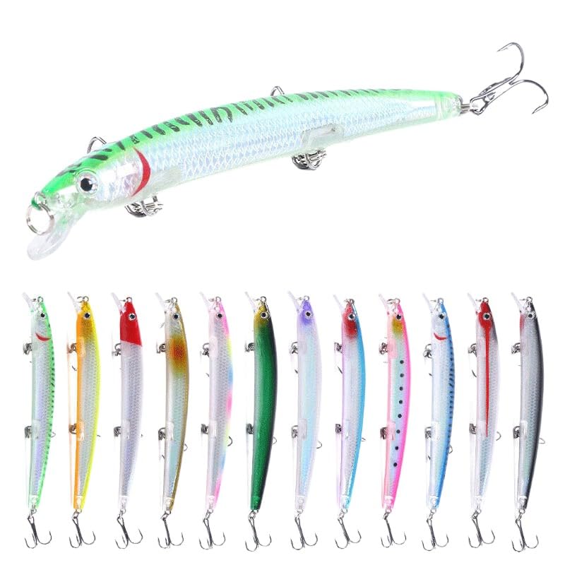 12PCS Saltwater Fishing Lures Set - Crankbaits and Jerkbaits13.5cm-15.5g-6#Hook
