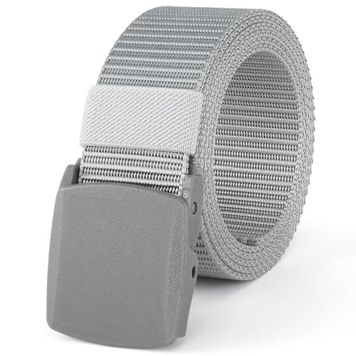 Mile High Life | Nylon Web Belt | Outdoor Military Belt | TSA Safe Buckle Plastic/Metal - color: Gray 510 Buckle