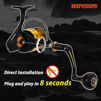 Titan Series Foldable Power Handle Compatible for Penn Spinfisher VI VII, Slammer III IV Spinning Reel (Not for Spinfisher Long Cast/V/SS) - size: For Slammer/Spinfisher 5500-6500 Thread