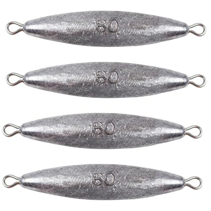 Through Wire Inline Torpedo Sinkers, Lead Double Ringed One Piece Wire Saltwater Fishing Torpedo Weights for Bottom Surf Fishing 1oz, 2oz, 3oz, 4oz, 5oz - size: 2 - 3/4 OZ, 4 PCS, style: A - Dual Ringed Torpedo