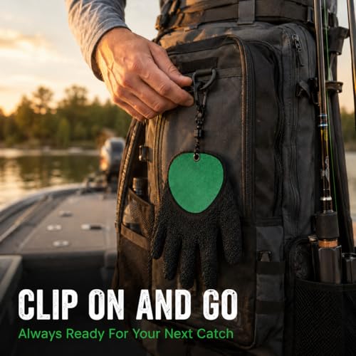 Fishing Gloves for Men with Quick Release Keychain, Fish Handling Gloves with Magnetic Carabiner, Anti Slip Fish Gloves with for Bass Fishing, Catfish, Kayak & Shore Fishing - color: Left & Right