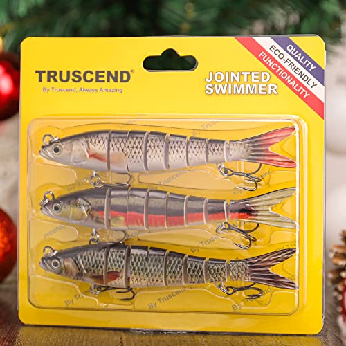 TRUSCEND Swimmax Easy Catch Fishing Lures with BKK Hooks, Wiggling, Vibrating, Rattling and Gurgling for More Bite, Heavy-Duty Dyneema Fiber Jointed Swimbaits for Bass, Trout, Walleye, Crappie, Pike - color: A-5.4",0.9oz