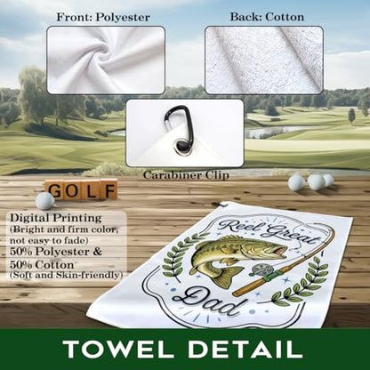 Reel Great Dad Polyester Printed Towel with Clip, Funny Bass Fish Fishing Gifts & Accessories for Men Fishman Dad Grandfather, Fishing Lover Father's Day Retirement Birthday Gifts - color: Dark Green