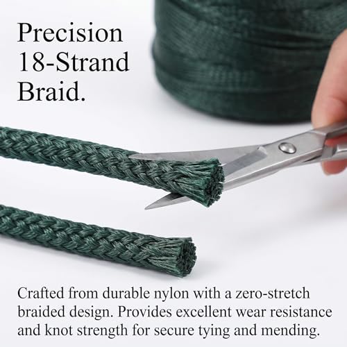 Veemoon 1 Roll Nylon String, 300M/980FT Fishing Net Repair Line Wrapping Rope Fish Net Repair Twine Braid Fishing Cord Twine DIY Crafts Rope to Weave Nylon Braided Wire, Bank String Dark Green