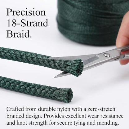 Veemoon 1 Roll Nylon String, 300M/980FT Fishing Net Repair Line Wrapping Rope Fish Net Repair Twine Braid Fishing Cord Twine DIY Crafts Rope to Weave Nylon Braided Wire, Bank String Dark Green