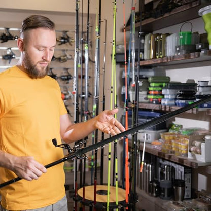 EZYoutdoor Fishing Rod Socks, 7 ft Braided Mesh Rod Sleeves | Fits 6'6-7' Spinning, Casting, Fly Rods, Elastic Lanyard Prevent Tangles, Scratches and Storage Wear - color: 6 Pack (Blue, Green, Yellow, Black, White, Grey)