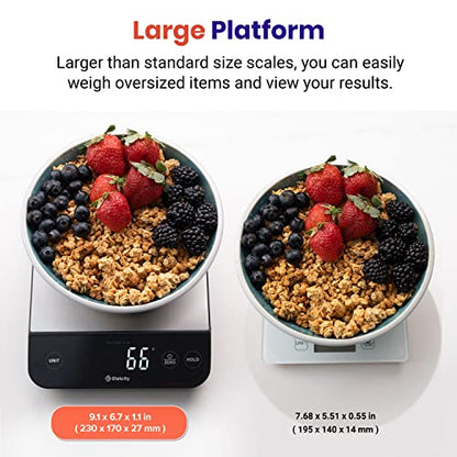 Etekcity 22lb Food Kitchen Scale, USB Rechargeable, IPX6 Waterproof | Digital scale with grams & ounces, 1g precision, 5 weight units, tare, ideal for baking, meal prep, Stainless Steel, Silver - color: Stainless Steel-Silver