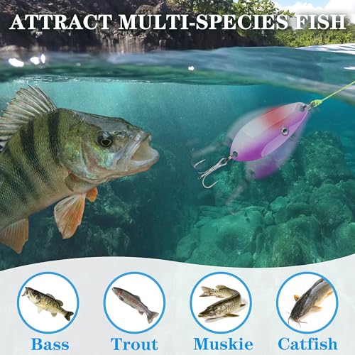 Fishing Spoons Lures Kit, 30pcs Metal Spoon Fishing Lures Assortment Spinner Baits Trout Lures Casting Trolling Spoons with Treble Hooks for Bass Pike Walleye Saltwater Freshwater