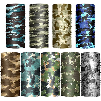 VCZUIUC Neck Gaiter Face Cover Mask Balaclava for Men and Women - color: 9pcs Camo-4, size: One Size