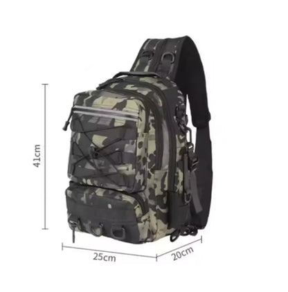 Fishing Backpack with Rod Holders Water-Resistant Fishing Tackle Bag Store Lure Organizer Storage Camouflage Bag(green) - color: Green