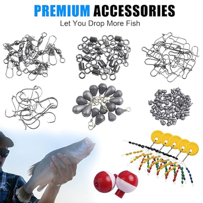 277pcs Fishing Accessories Kit, Fishing Tackle Box with Fishing Hooks Weights Swivels Snaps Sinker Slides Spinner Blade Bobber Stop Floats Beads for Bass Bluegill Crappie Saltwater Freshwater Fishing - style: 277pcs Fishing Accessories Kit