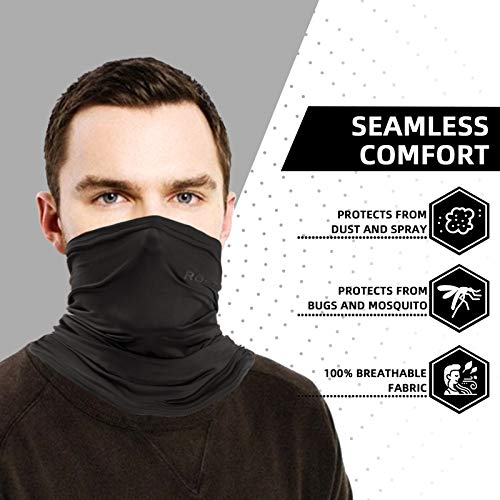 ROCKBROS Cooling Neck Gaiter Bandana Face Mask for Men Neck Gaiters Summer Half Face Scarf Cover Sun UV Protection - color: White 1+black 1