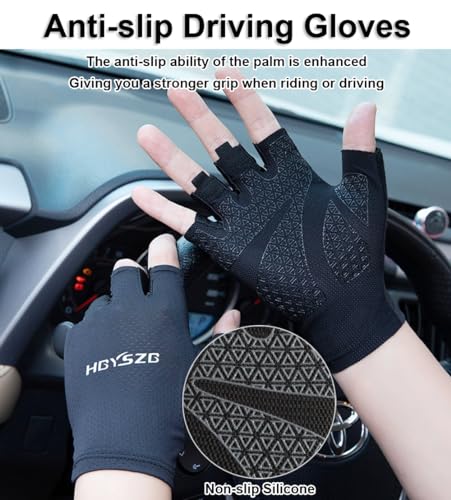 SUJAYU Fingerless UV Protection Gloves - Men & Women's Fishing, Driving, Sailing, Kayak, Paddling & Rowing Gloves - color: Black, size: Medium