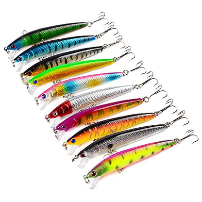 10pcs Minnow Fishing Lures Crankbaits, Fishing Lures Hard Baits Swimbaits, Minnow Topwater Baits