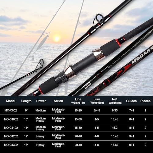 Fiblink Surf Casting Fishing Rod 2-Piece Graphite Travel Baitcasting Fishing Rod - size: Length: 10'