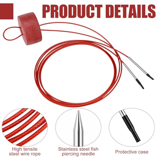 Soulchen Heavy-Duty Fishing Stringer with Float, Fish Stringer System - 15 ft 550 Lbs Fishing Holder Line Threader Rack Kit with Metal Threading Needle for Freshwater Saltwater