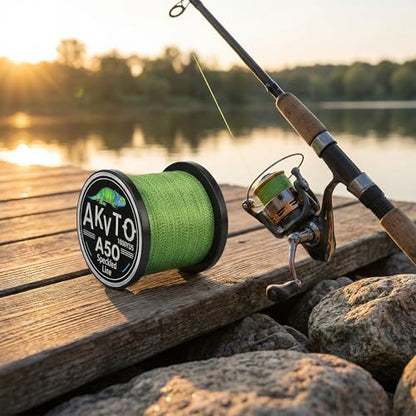 Speckled Braided Fishing Line, 1000 Yards, Low Memory PE, 6-80LB Test, Green - size: 0.36MM/50LB