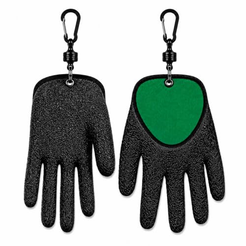 Fishing Gloves for Men with Quick Release Keychain, Fish Handling Gloves with Magnetic Carabiner, Anti Slip Fish Gloves with for Bass Fishing, Catfish, Kayak & Shore Fishing - color: Left & Right