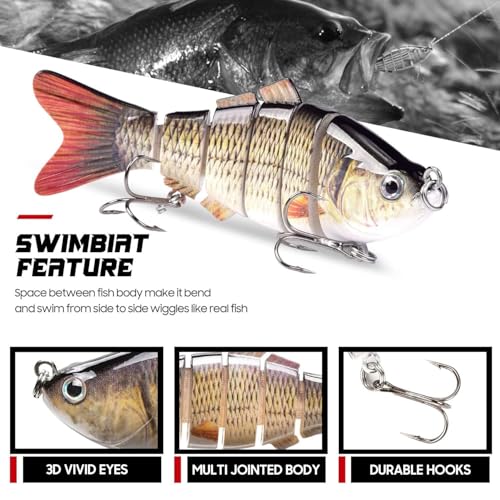 HADORAM Lure Slow Sinking Glide Bait with Fur Tail Lifelike Fishing Tackle for Trout Shad Bass Musky - color: 3.9in-3Pcs