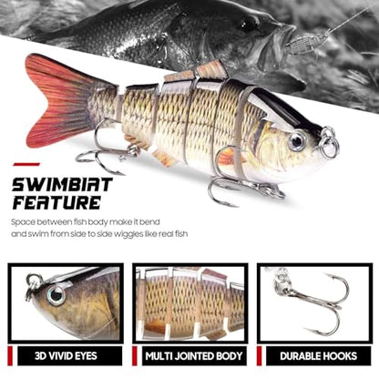 HADORAM Lure Slow Sinking Glide Bait with Fur Tail Lifelike Fishing Tackle for Trout Shad Bass Musky - color: 3.9in-3Pcs