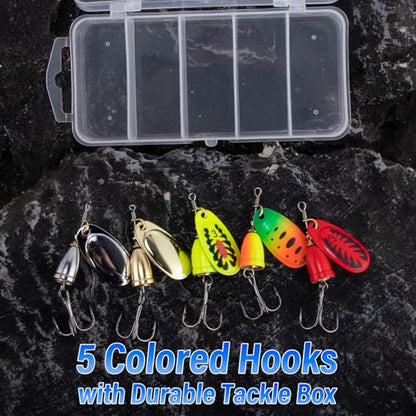 Dr.Fish Inline Fishing Spinner Kit 1/4oz, Freshwater Fishing Lures Bell Spinnerbait French Blade Trout Bass Walleye Lures - color: Mixed, size: 1/4oz-5 Pieces