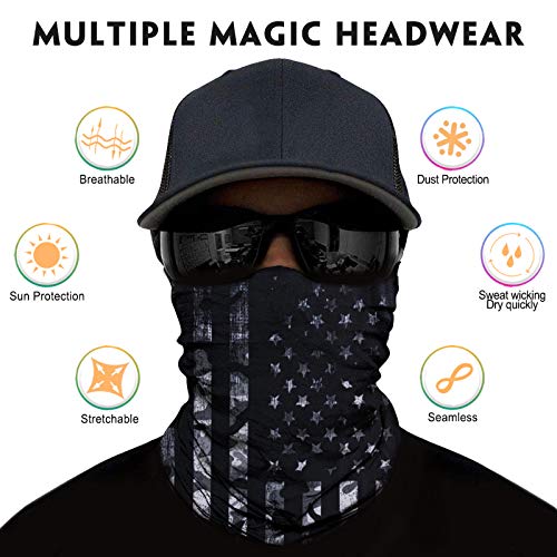 Venswell Neck Gaiter Face Mask Men Women,Seamless Bandana Rave Face Cover Scarf Mask,Balaclava,Headband, Head Wrap,Headwear - color: A-2-flag 3
