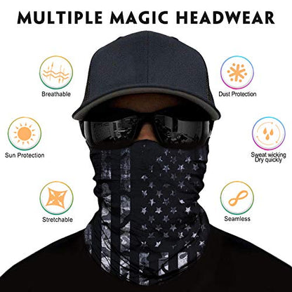 Venswell Neck Gaiter Face Mask Men Women,Seamless Bandana Rave Face Cover Scarf Mask,Balaclava,Headband, Head Wrap,Headwear - color: A-2-flag 3