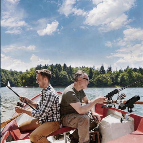 2 Pack Fishing Rod Holders for Kayak & Boat, 360° Swivel Clamp Rod Holder with Enlarged Base, Fits Round Square Tubes, Jon Boat, Canoe, Fishing Accessories - color: Glossy Black