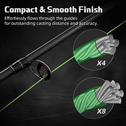 RUNCL Braided Fishing Line Merced, 1000 500 300 Yards Braided Line 4 8 Strands, 6-200LB - Proprietary Weaving Tech, Thin-Coating Tech, Stronger Smoother for Freshwater Saltwater - color: Hi-Vis Green, size: 50lb/300yards (8 Strands)