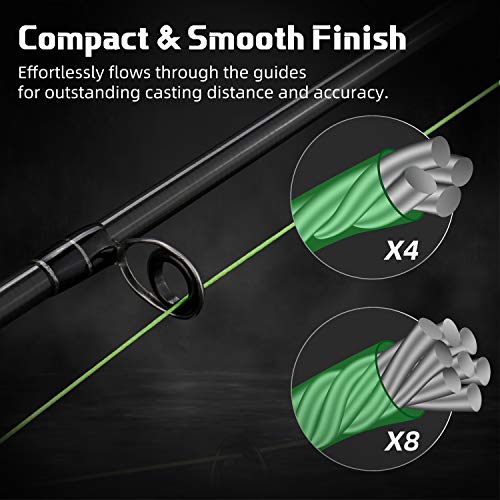 RUNCL Braided Fishing Line Merced, 1000 500 300 Yards Braided Line 4 8 Strands, 6-200LB - Proprietary Weaving Tech, Thin-Coating Tech, Stronger Smoother for Freshwater Saltwater - color: Hi-Vis Green, size: 35lb/300yards (8 Strands)