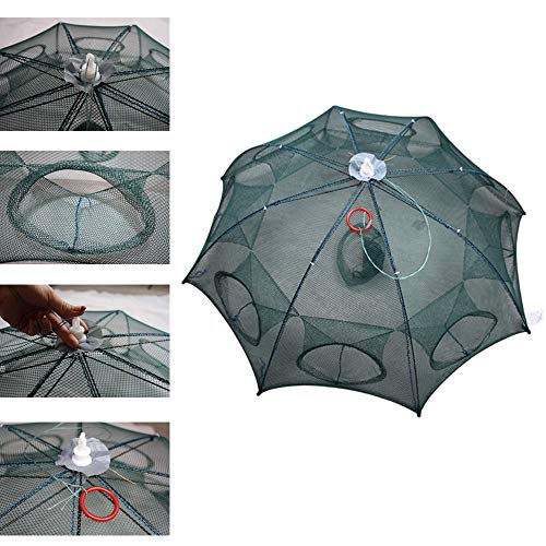 Persei Foldable Fishing Bait Trap Cast Net Cage Cast Dip Cage for Fish Shrimp Minnow Crayfish Crab Bait Trap Cage - color: 8 sides 8 holes+1 hole