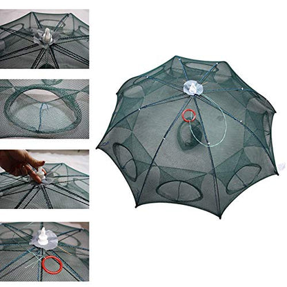 Persei Foldable Fishing Bait Trap Cast Net Cage Cast Dip Cage for Fish Shrimp Minnow Crayfish Crab Bait Trap Cage - color: 8 sides 8 holes+1 hole