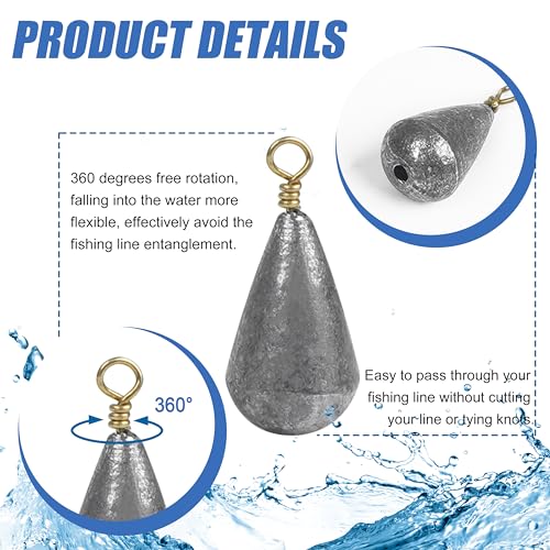 Fishing Weights Sinkers,15/30pcs Bass Casting Weights Bell Sinkers Fishing Weights Drop Shot Catfish Sinkers with Brass Swivel for Saltwater Freshwater - size: 1/2oz-15pcs
