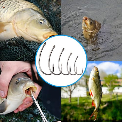 OROOTL Barbless Fishing Hooks, 180pcs Carp Fishing Hooks Barbless Carp Hooks Circle Hook Freshwater Saltwater Fly Tying Hooks Carp Hair Fishing Tackle - size: 10#-180pcs
