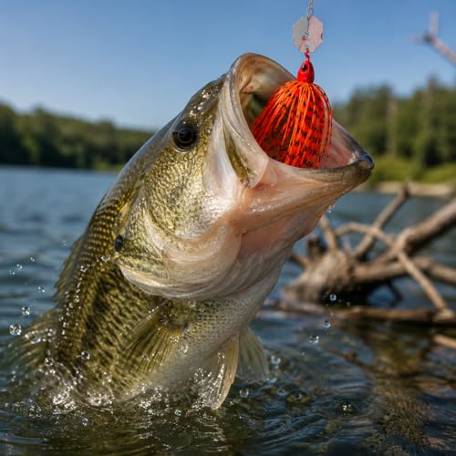 Bladed Jig Fishing Lures, Irresistible Vibrating Action, Sticky-Sharp Heavy-Wire Needle Point Hooks, 5Pcs 1/2 oz Multi-Color Kits with Storage Bag