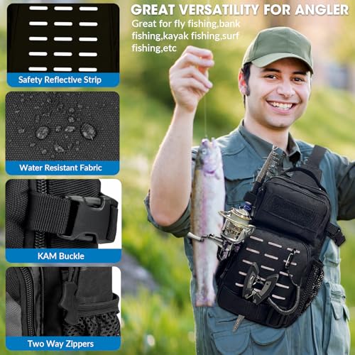 THKFISH 79 Pcs Fishing Tool Kit, Fishing Backpack with Tackle Boxes Fishing Pliers Kit Fishing Bait Lure Gear Kit Include Fish Hook Remover, Fishing Lures, Lip Gripper - color: Camouflage