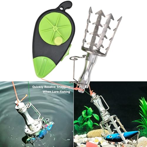 Fishing Bait Retriever with Serrated Grabber Hook and 98.4ft High-Power Line, Lure Snag Recovery Tool for Shore and Boat Anglers