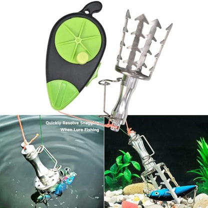 Fishing Bait Retriever with Serrated Grabber Hook and 98.4ft High-Power Line, Lure Snag Recovery Tool for Shore and Boat Anglers